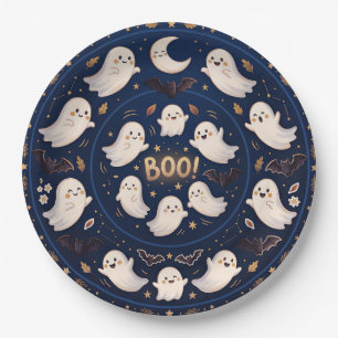 Midnight Whimsy Celestial Ghost Mandala Boo Paper Plate