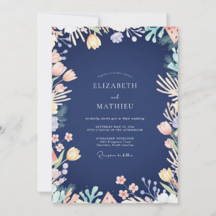 Midnight Wildflower Wedding Invitation