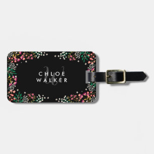 Midnight Wildflowers - Name & Initial Luggage Tag