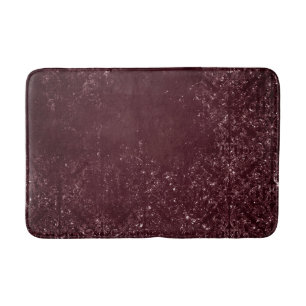 Midnight Wine Romance Dark Satiny Grunge Damask Bath Mat
