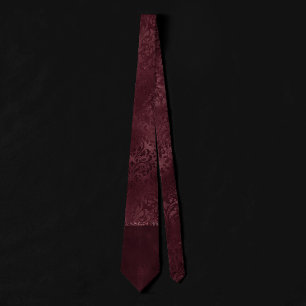 Midnight Wine Romance Dark Satiny Grunge Damask Tie