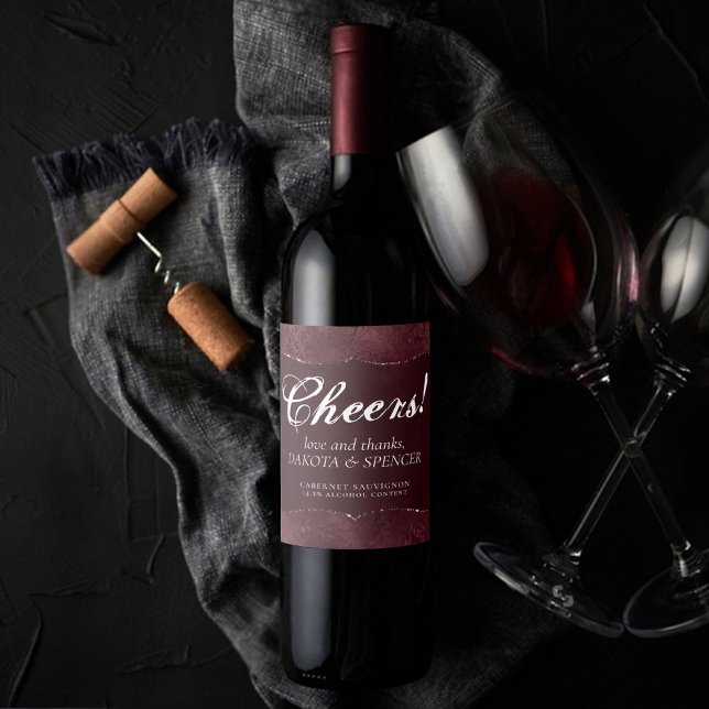 Midnight Wine Romance | Satiny Grunge Damask Favou Label (Creator Uploaded)