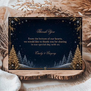 Midnight Winter Forest Golden Elegance Thank You Card