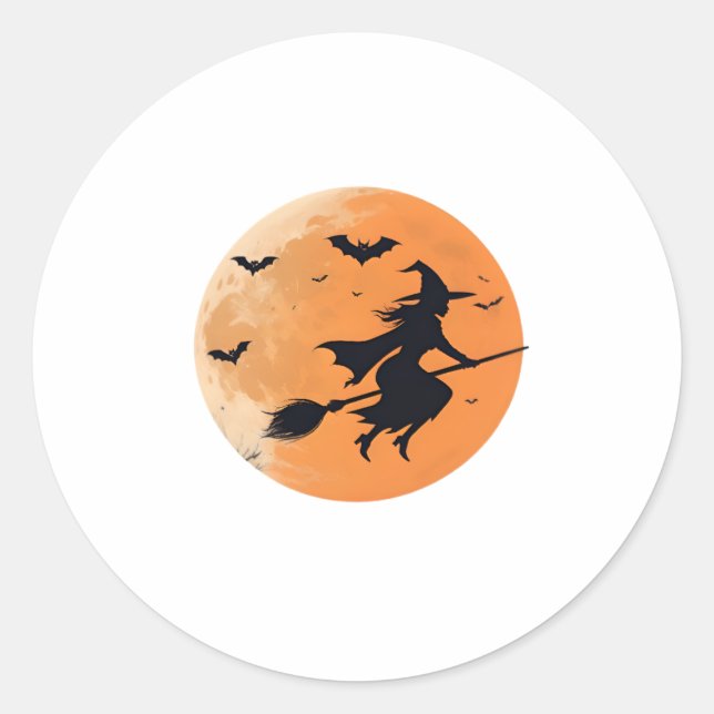 Midnight Witch in the Sky Classic Round Sticker (Front)