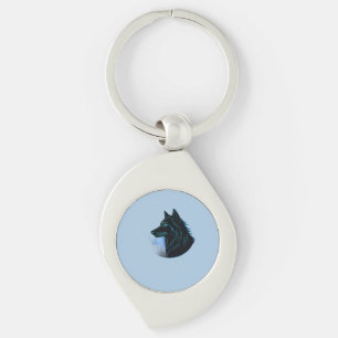 Midnight Wolf Emblem Key Ring