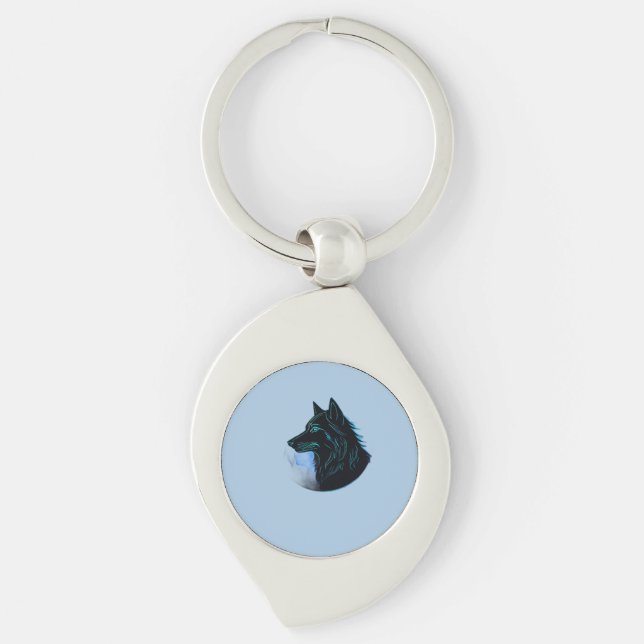 Midnight Wolf Emblem Key Ring (Front)