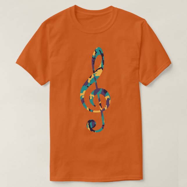 Midsummer Camo Pattern Treble Clef T-Shirt (Design Front)