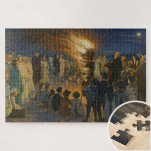 Midsummer Eve Bonfire on Skagen Beach, P.S.Krøyer Jigsaw Puzzle