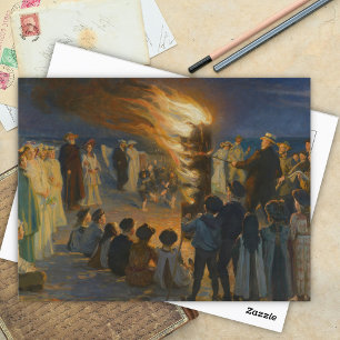 Midsummer Eve Bonfire on Skagen Beach, P.S.Krøyer Postcard