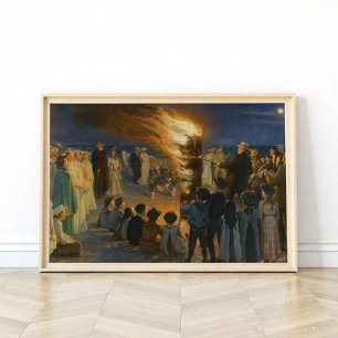 Midsummer Eve Bonfire on Skagen Beach, P.S.Krøyer Poster