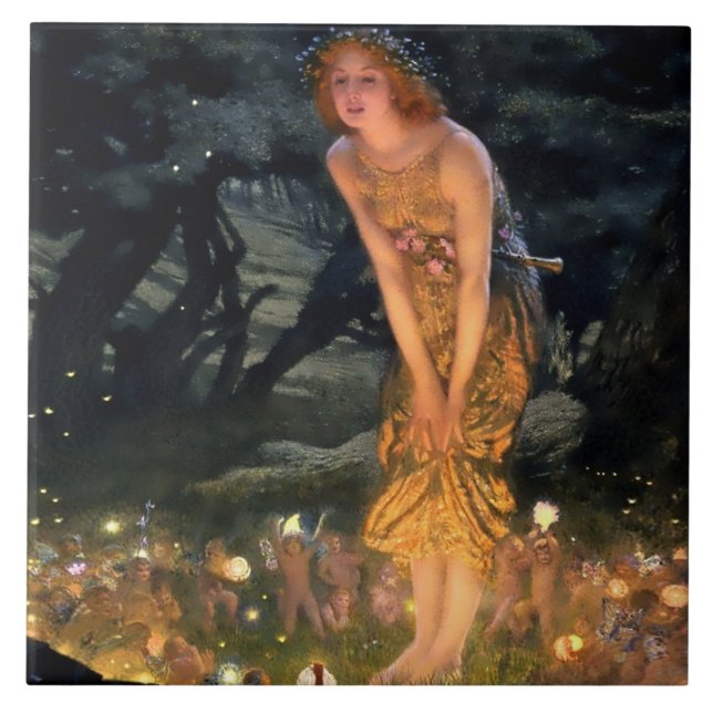 “Midsummer Eve” by Edward Robert Hughes Ceramic Tile (Front)