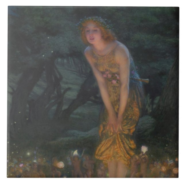 Midsummer Eve (by Edward Robert Hughes) Ceramic Tile (Front)