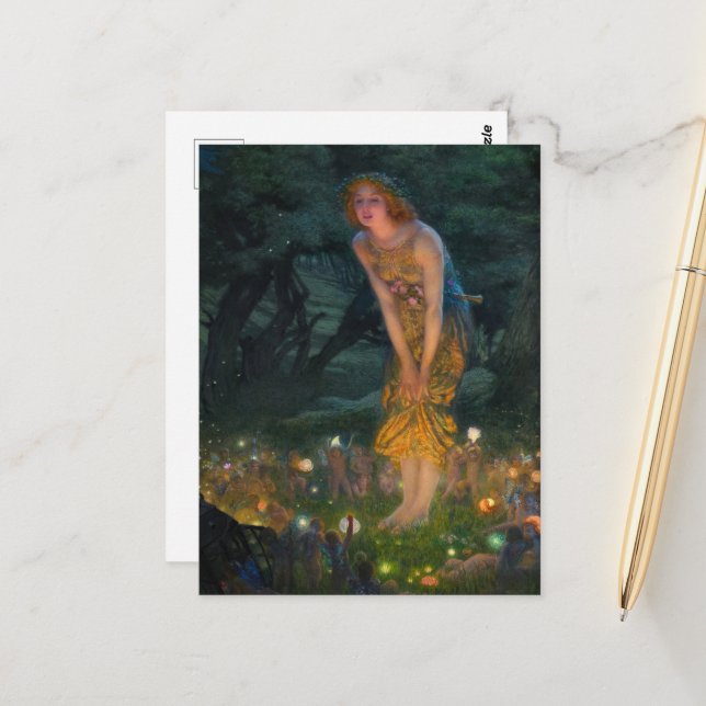Midsummer Eve by Edward Robert Hughes Postcard (Front/Back In Situ)