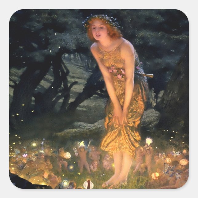 “Midsummer Eve” by Edward Robert Hughes Square Sticker (Front)