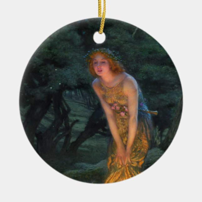 Midsummer Eve c. 1908 by Edward Robert Hughes Ceramic Ornament (Front)