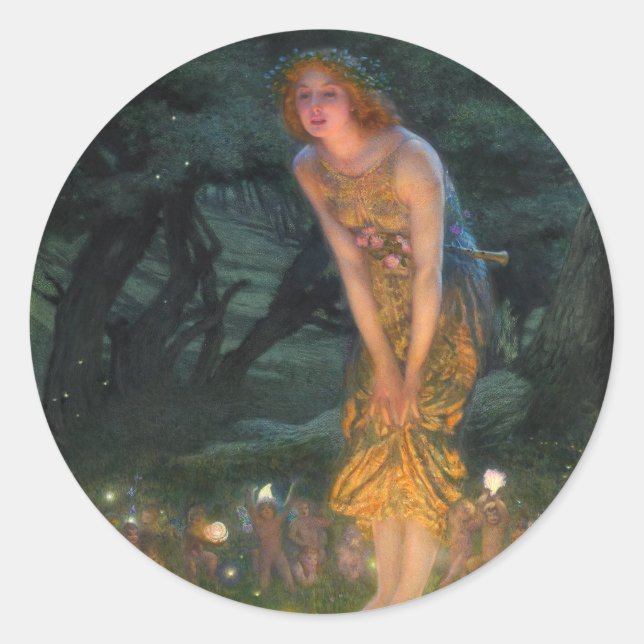 Midsummer Eve c. 1908 by Edward Robert Hughes Classic Round Sticker (Front)
