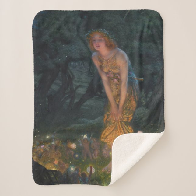 Midsummer Eve Edward Robert Hughes fairies fantasy Sherpa Blanket (Front)