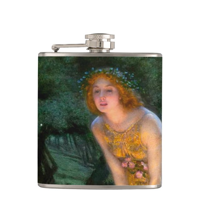Midsummer Eve Edward Robert Hughes Hip Flask (Front)