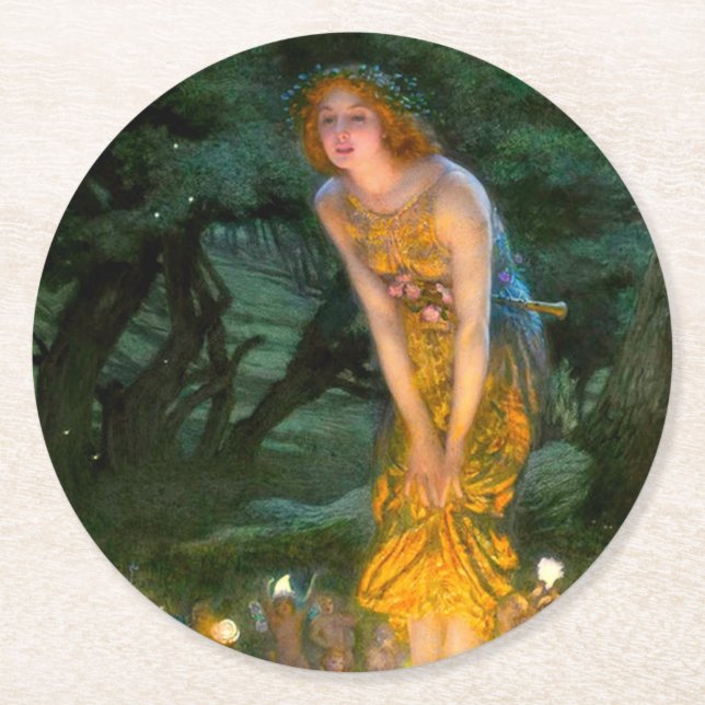 Midsummer Eve Edward Robert Hughes Round Paper Coaster (Front)