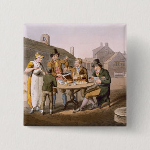 Midsummer Eve, from `Costume of Yorkshire' engrave 15 Cm Square Badge