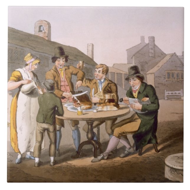 Midsummer Eve, from `Costume of Yorkshire' engrave Ceramic Tile (Front)