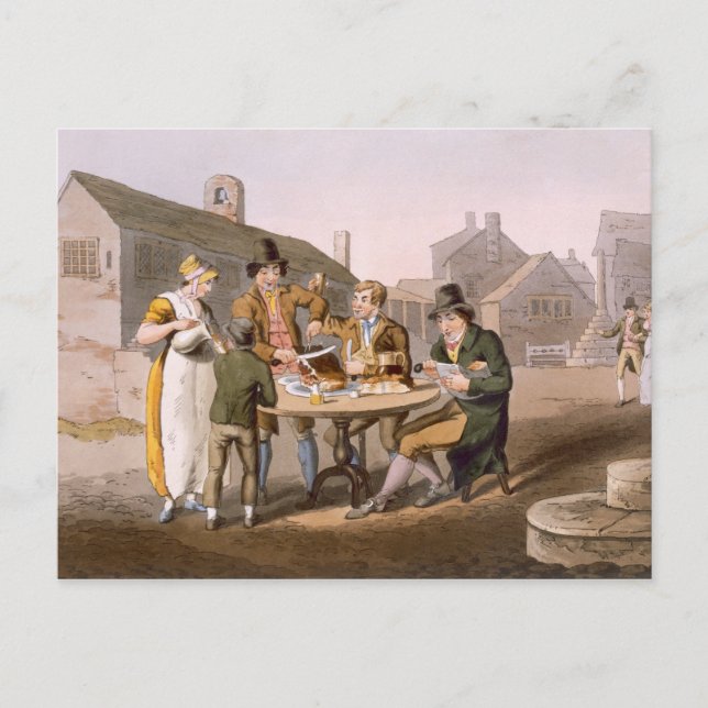 Midsummer Eve, from `Costume of Yorkshire' engrave Postcard (Front)