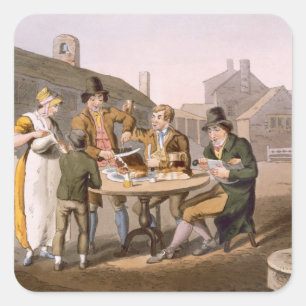 Midsummer Eve, from `Costume of Yorkshire' engrave Square Sticker