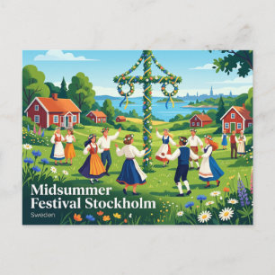Midsummer Festival Stockholm, Sweden Postcard