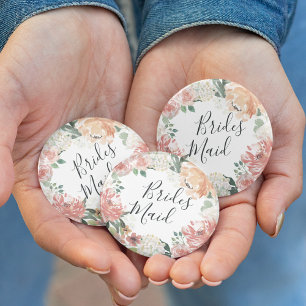 Midsummer Floral Bridesmaid 6 Cm Round Badge