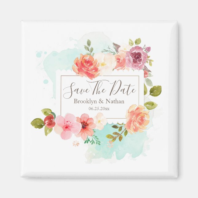Midsummer Floral Dreams Save The Date Magnet (Front)