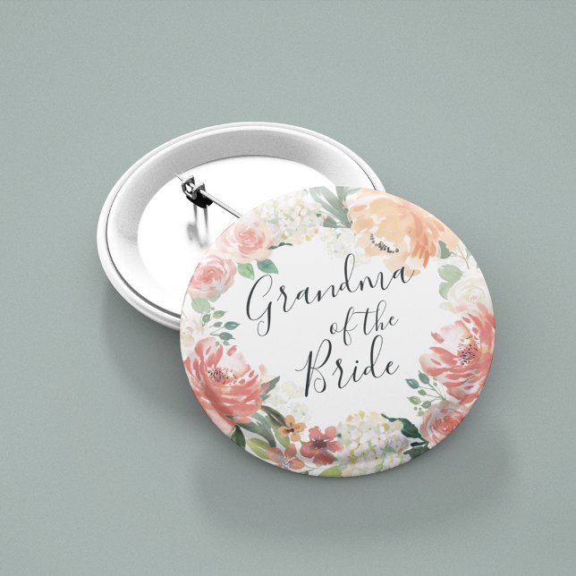 Midsummer Floral Grandma of the Bride 6 Cm Round Badge (Creator Uploaded)