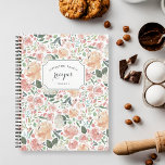 Midsummer Floral Recipe Notebook<br><div class="desc">Jot down favourite recipes in this chic floral patterned binder featuring a background pattern of watercolor roses,  peonies and hydrangeas in pastel summer hues of blush,  ivory and peach. Personalise with three lines of custom text.</div>