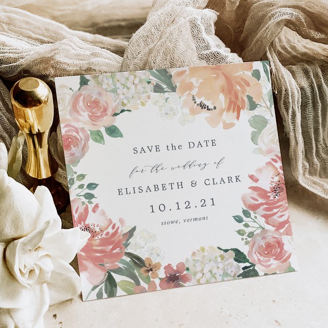 Midsummer Floral Square Save the Date Card (Creator Uploaded)