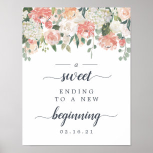 Midsummer Floral Wedding Dessert Table Sign