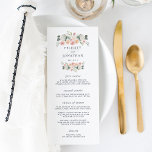 Midsummer Floral Wedding Menu Card<br><div class="desc">Our garden chic wedding menu features your starter courses, entrees and desserts in elegant lettering, with your names and wedding date surrounded by watercolor roses and peonies in blush pink, peach, cream and sage green. Coordinates with our Midsummer Floral wedding collection. Use the template fields to add your menu information,...</div>