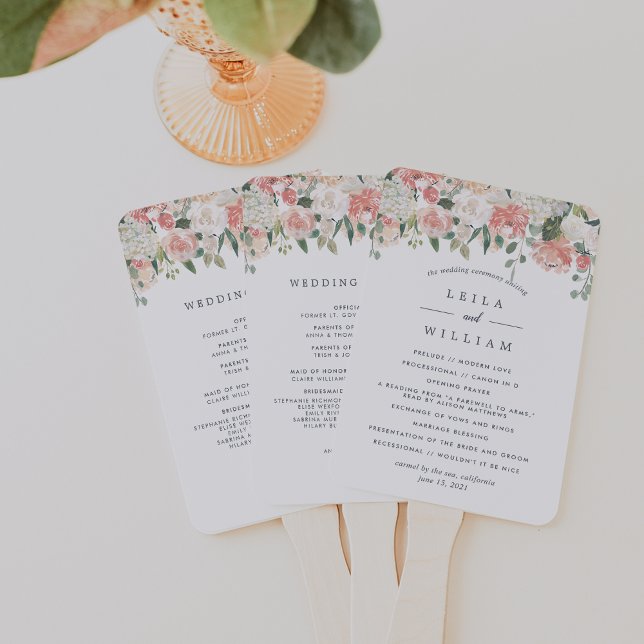 Midsummer Floral Wedding Program Hand Fan (Creator Uploaded)