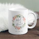 Midsummer Floral Wreath Maid of Honour Coffee Mug<br><div class="desc">A sweet and elegant gift for your maid of honour,  mug features a watercolor wreath of peachy pink peonies and botanical foliage with "maid of honour" inscribed inside in hand lettered script. Personalise with your wedding date beneath. Designed to match our Midsummer floral collection.</div>