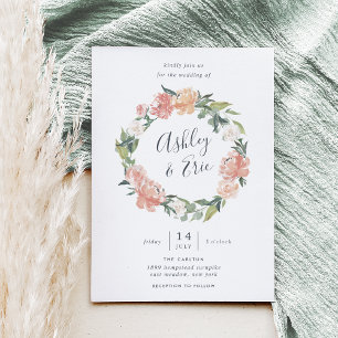 Midsummer Floral Wreath Wedding Invitation