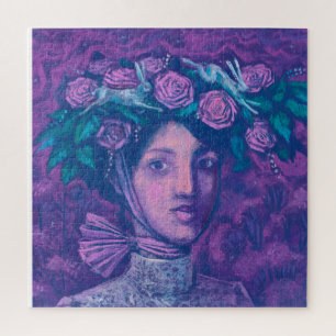 Midsummer Hat, Summer Fantasy Surreal Portrait Art Jigsaw Puzzle