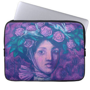 Midsummer Hat, Summer Fantasy Surreal Portrait Art Laptop Sleeve