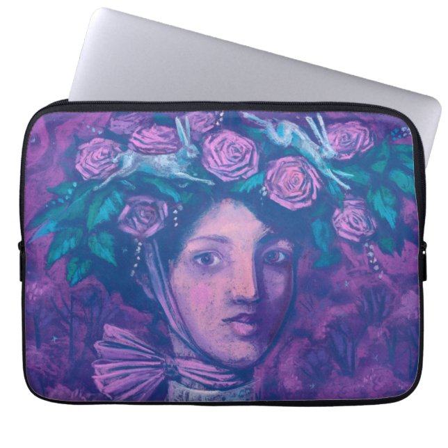 Midsummer Hat, Summer Fantasy Surreal Portrait Art Laptop Sleeve (Front)