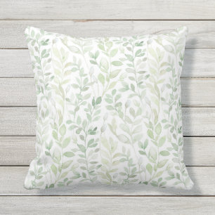 Midsummer leaves hand-painted watercolor cushion