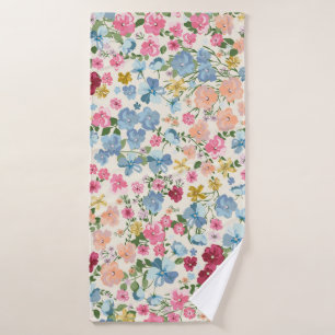 Midsummer meadow, blooming plant pattern. bath towel