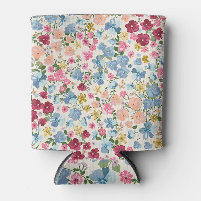 Midsummer meadow, blooming plant pattern. can cooler (Front)