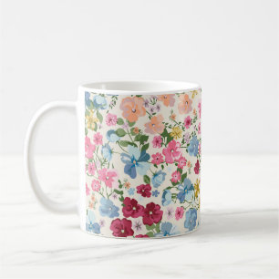 Midsummer meadow, blooming plant pattern. coffee mug