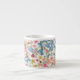 Midsummer meadow, blooming plant pattern. espresso cup
