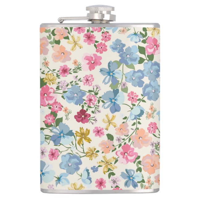 Midsummer meadow, blooming plant pattern. hip flask (Front)