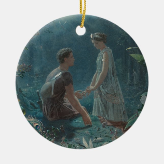 Midsummer Night Hermia and Lysander Ceramic Tree Decoration (Front)