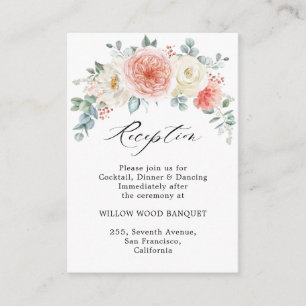 Midsummer Peach Pastel Pink Wedding Reception Enclosure Card