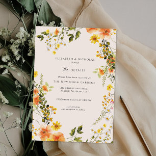Midsummer Romantic Autumn Floral Wedding Details Enclosure Card